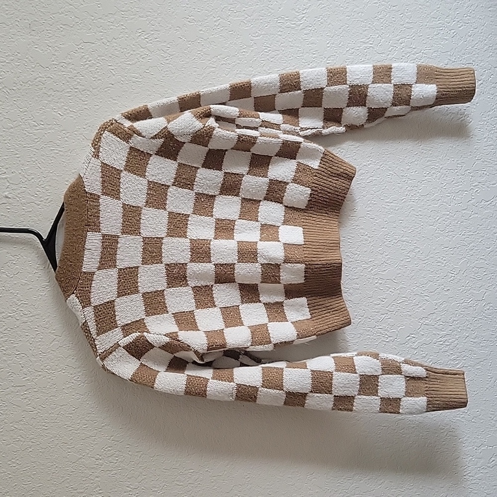 Ardene Brown and White Checkered Cardigan - Picture 5 of 5